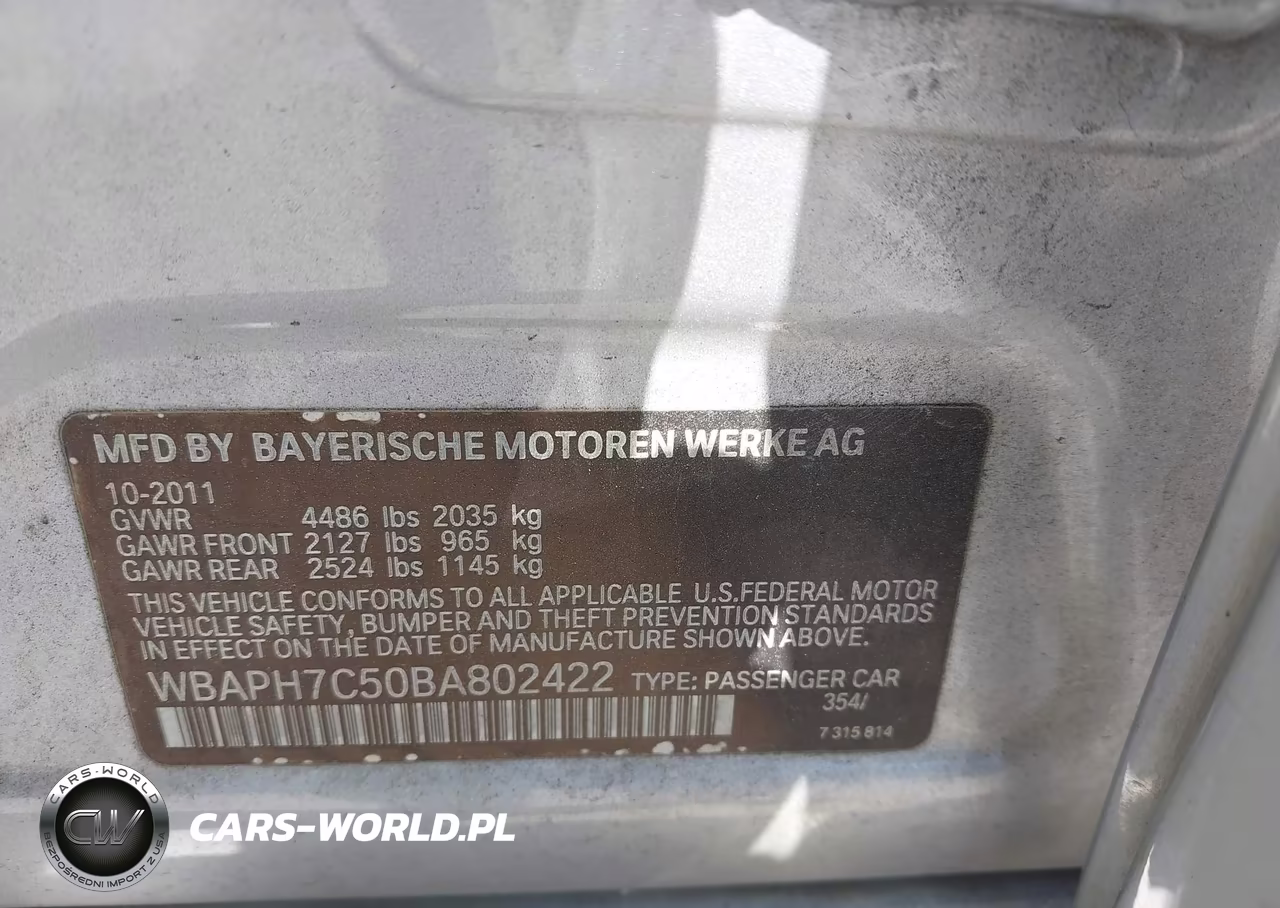 2011 BMW 328I VIN:WBAPH7C50BA802422 - 9