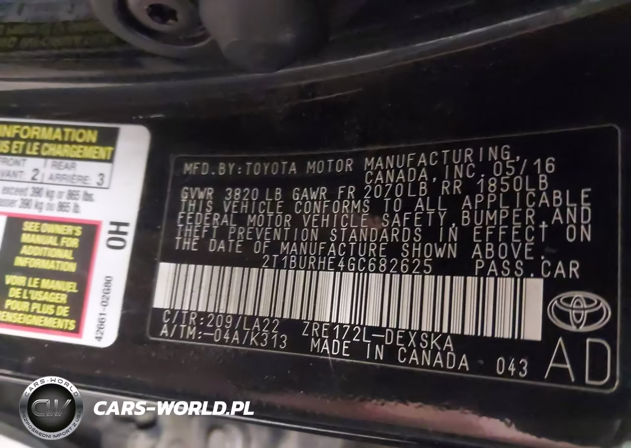 2016 Toyota Corolla S Premium VIN:2T1BURHE4GC682625 - 9