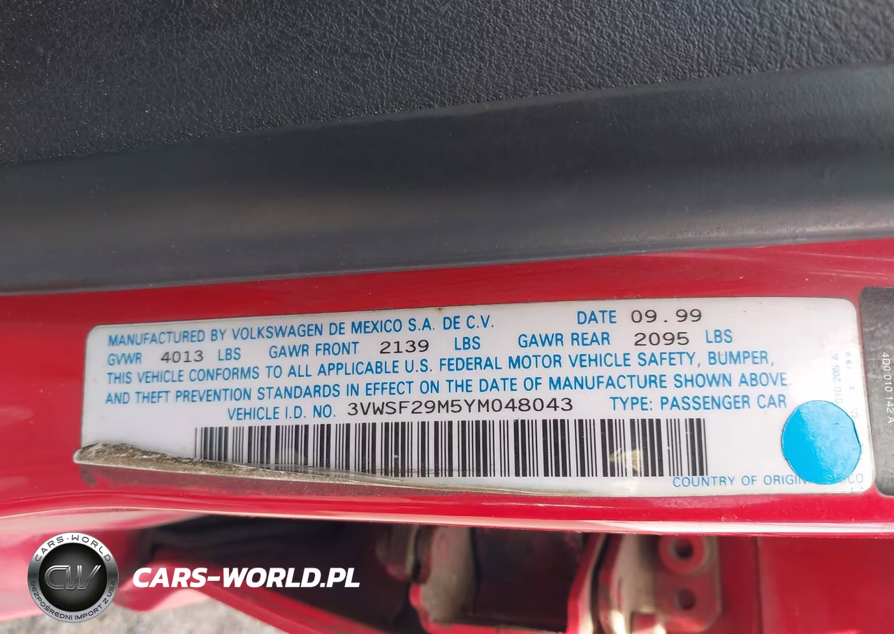 2000 Volkswagen Jetta Gls Tdi VIN:3VWSF29M5YM048043 - 9