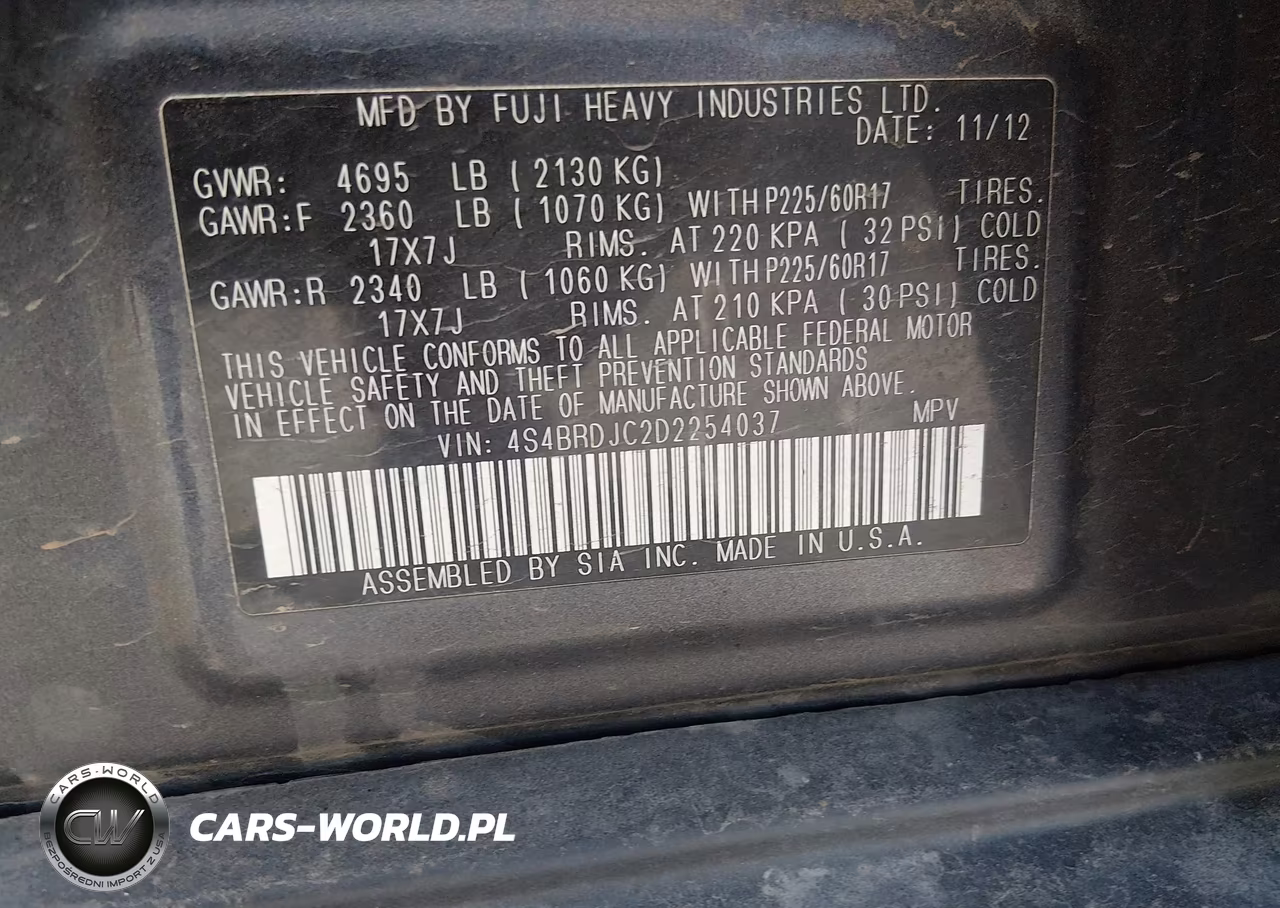 2013 Subaru Outback 3.6R Limited VIN:4S4BRDJC2D2254037 - 9