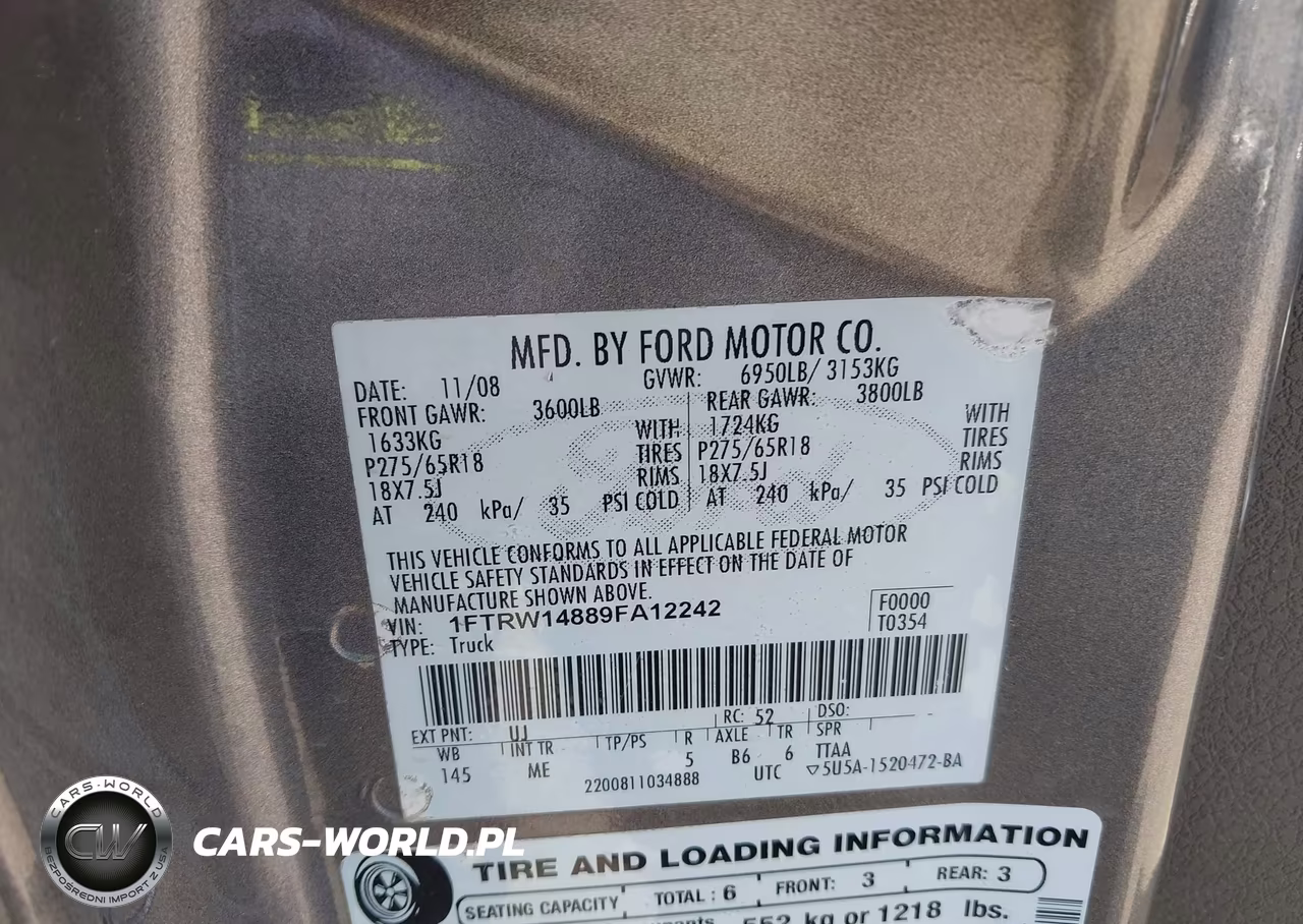 2009 Ford F-150 Xl-Xlt VIN:1FTRW14889FA12242 - 9