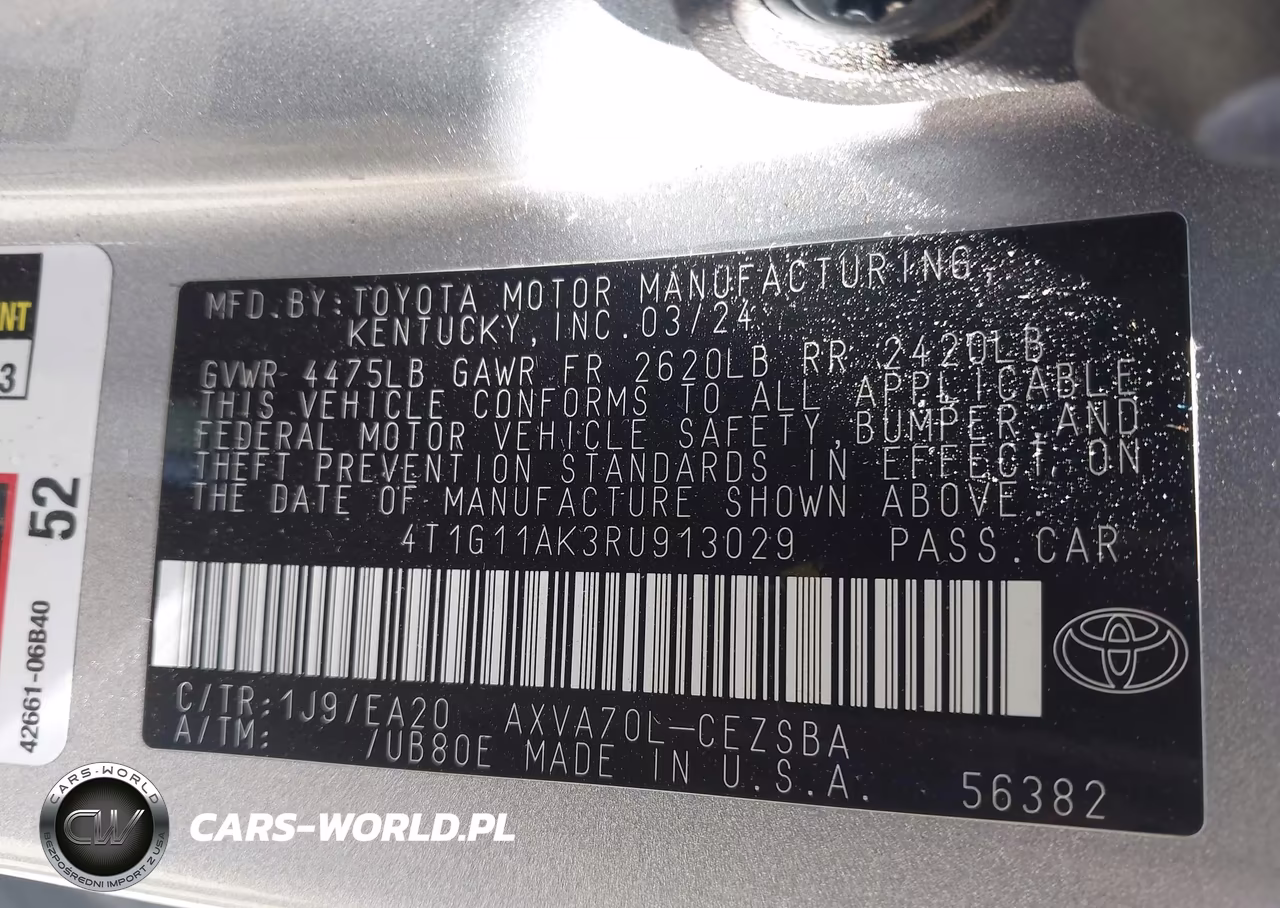 2024 Toyota Camry Se VIN:4T1G11AK3RU913029 - 9