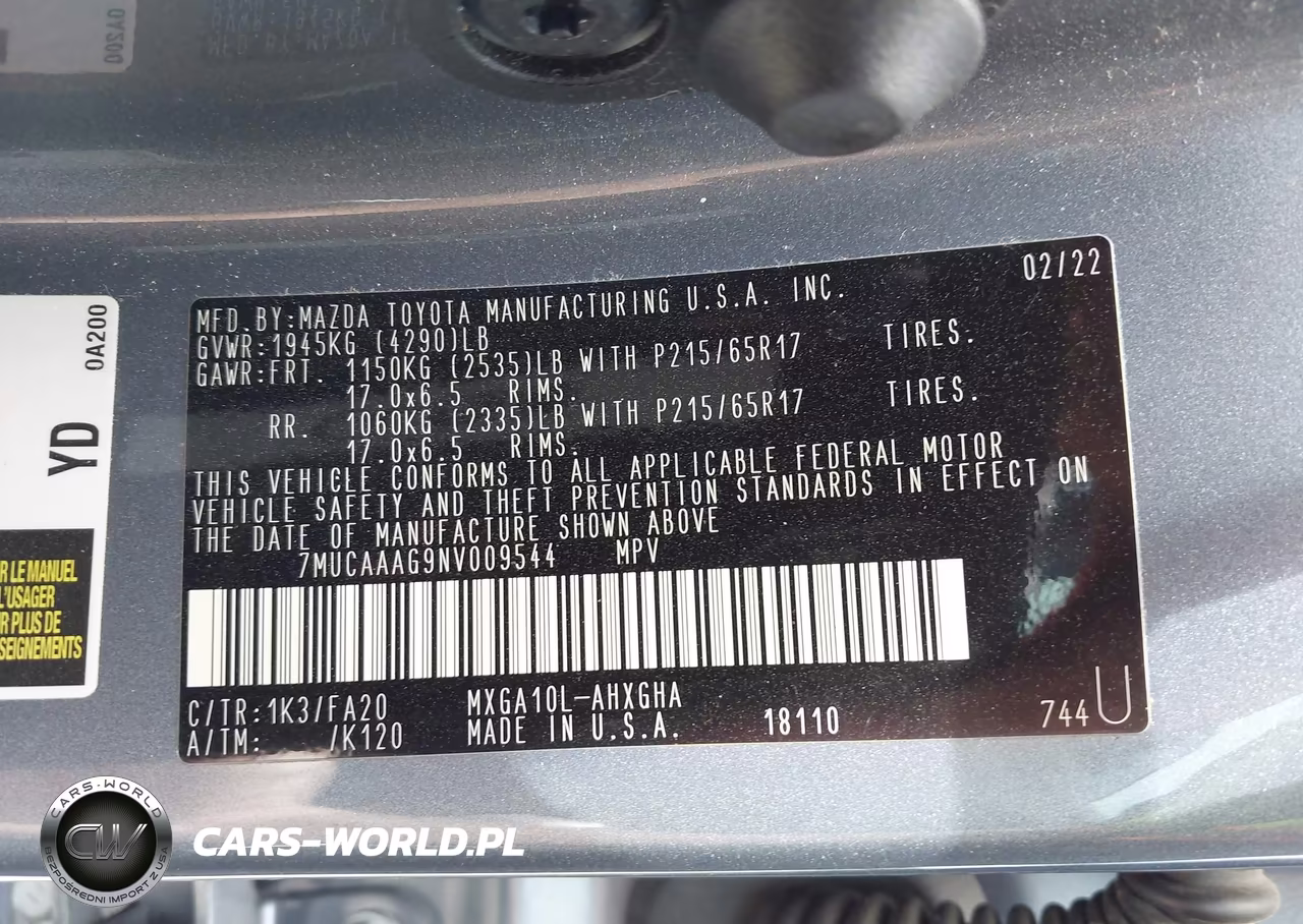 2022 Toyota Corolla Cross Le VIN:7MUCAAAG9NV009544 - 9