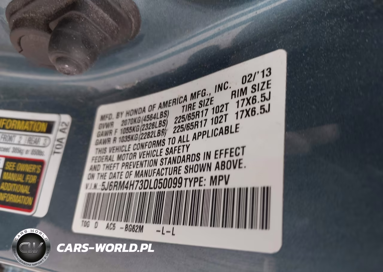 2013 Honda Cr-V Ex-L VIN:5J6RM4H73DL050099 - 9