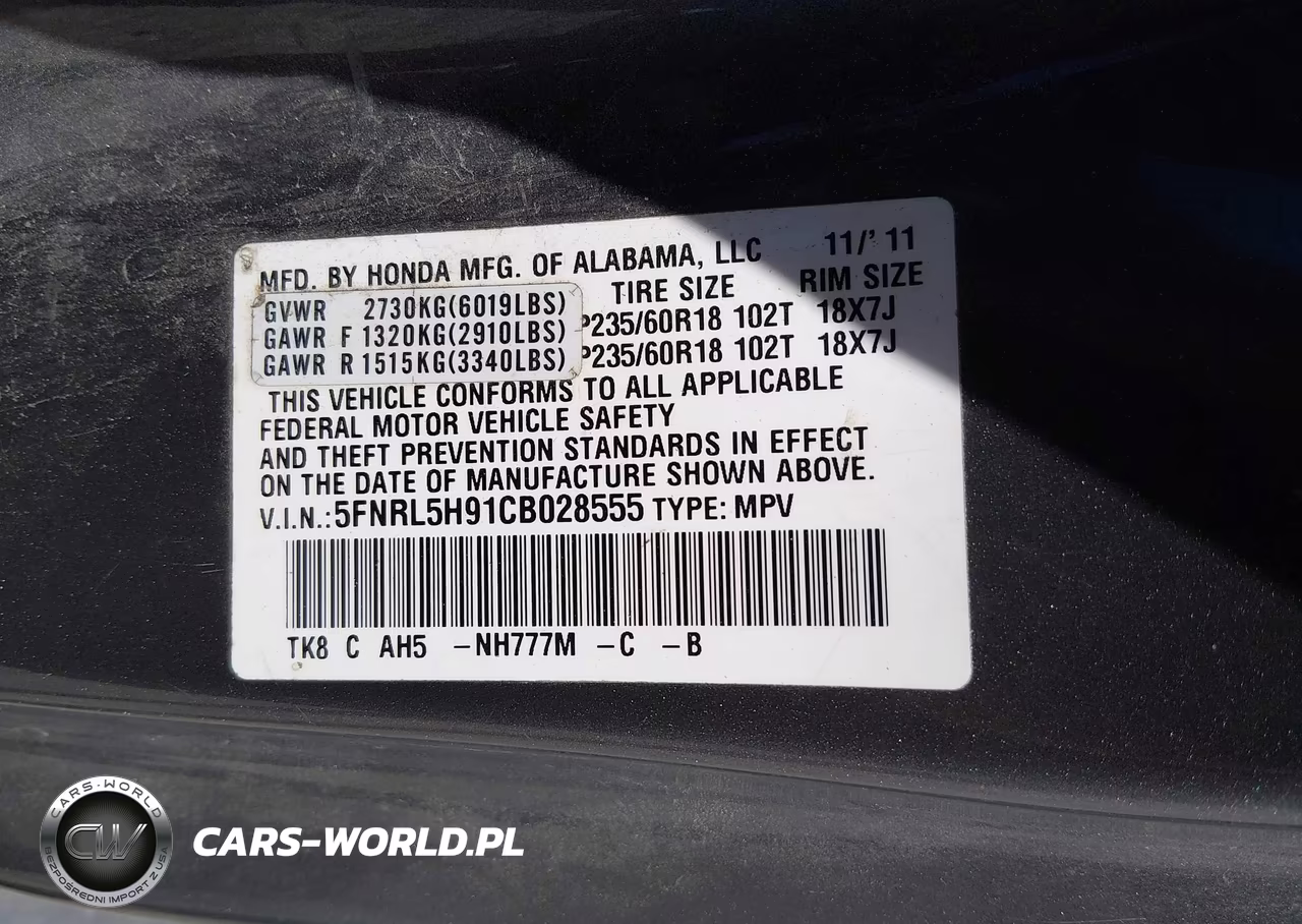 2012 Honda Odyssey Touring-Touring Elite VIN:5FNRL5H91CB028555 - 9