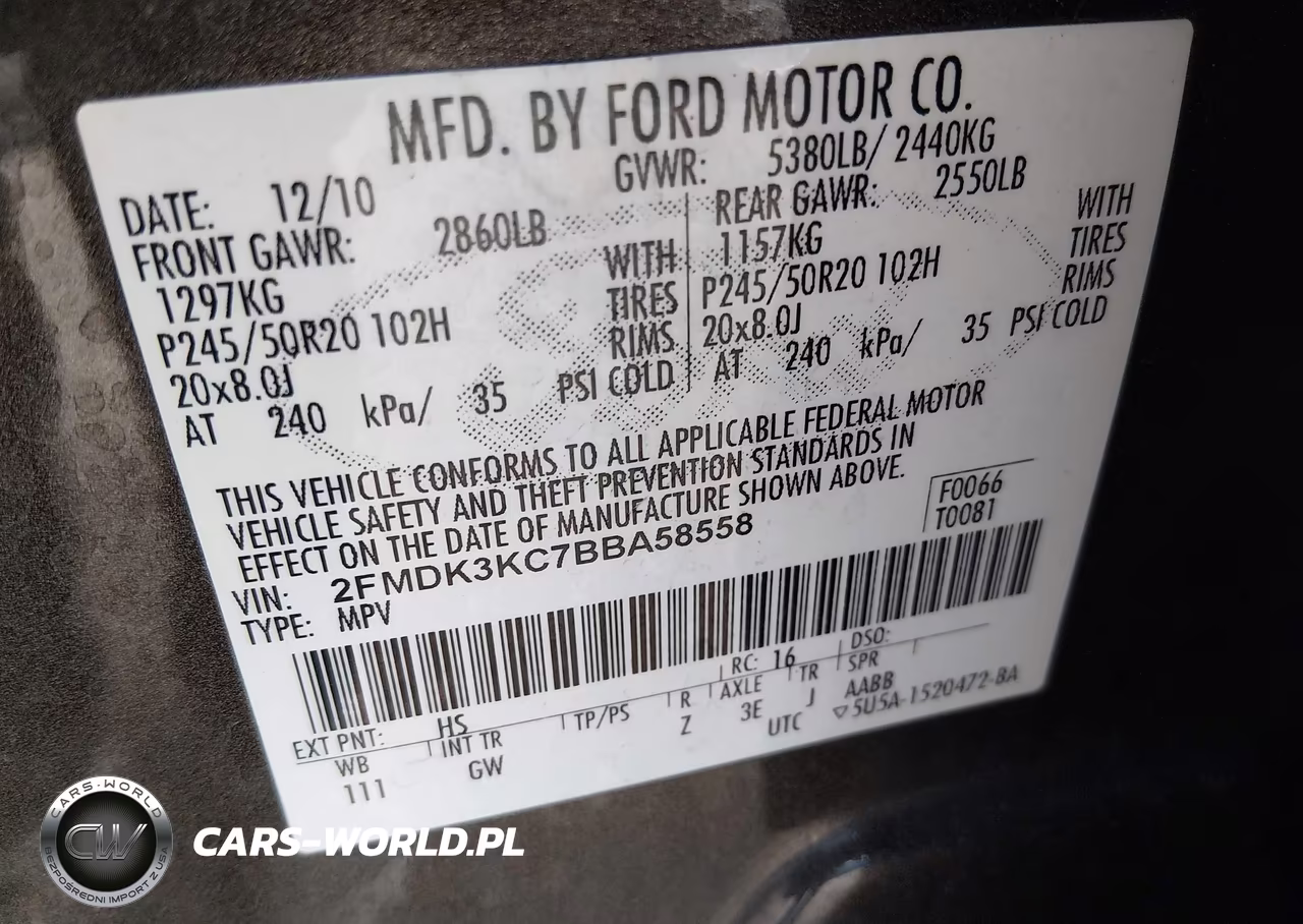2011 Ford Edge Limited VIN:2FMDK3KC7BBA58558 - 9