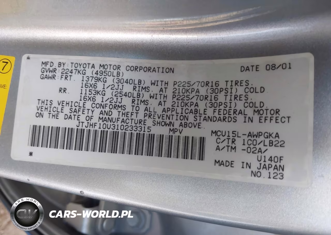 2001 Lexus Rx 300 VIN:JTJHF10U310233315 - 9