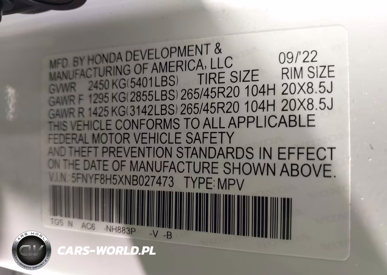 2022 Honda Passport Awd Ex-L VIN:5FNYF8H5XNB027473 - 9