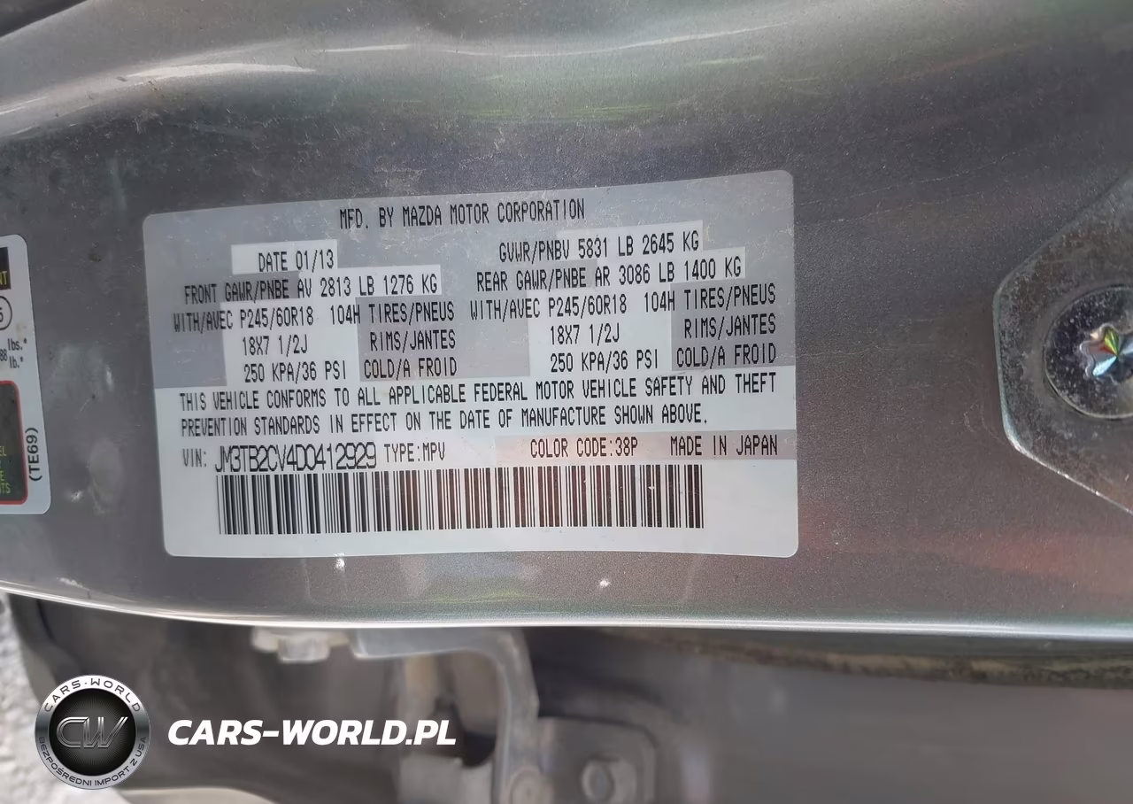 2013 Mazda Cx-9 Touring VIN:JM3TB2CV4D0412929 - 9