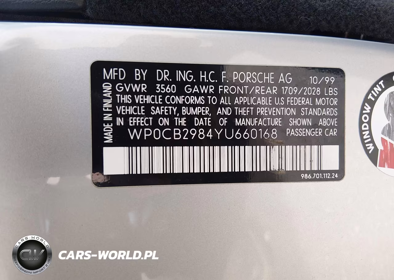 2000 Porsche Boxster S VIN:WP0CB2984YU660168 - 9