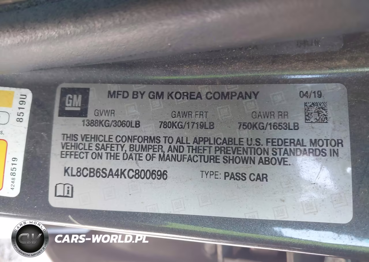 2019 Chevrolet Spark Ls Cvt VIN:KL8CB6SA4KC800696 - 9