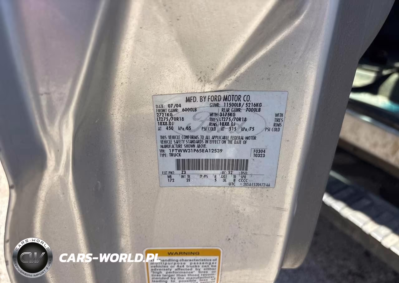 2005 Ford F350 Srw Super Duty VIN:1FTWW31P65EA12539 - 10