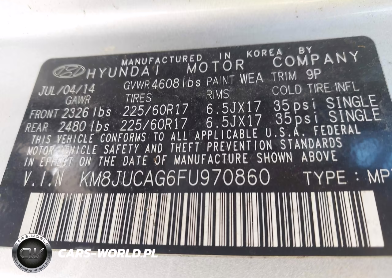 2015 Hyundai Tucson Se VIN:KM8JUCAG6FU970860 - 9