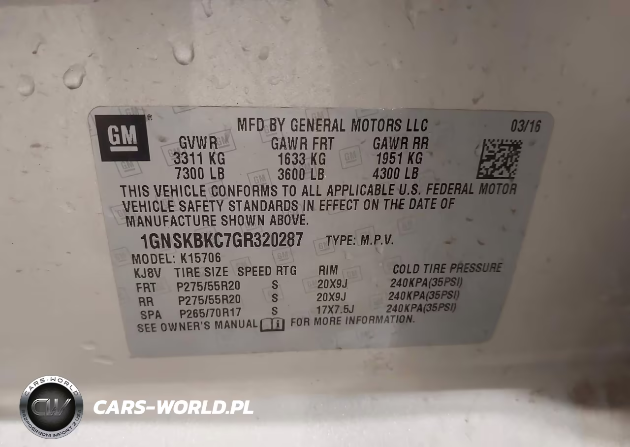 2016 Chevrolet Tahoe Lt VIN:1GNSKBKC7GR320287 - 9