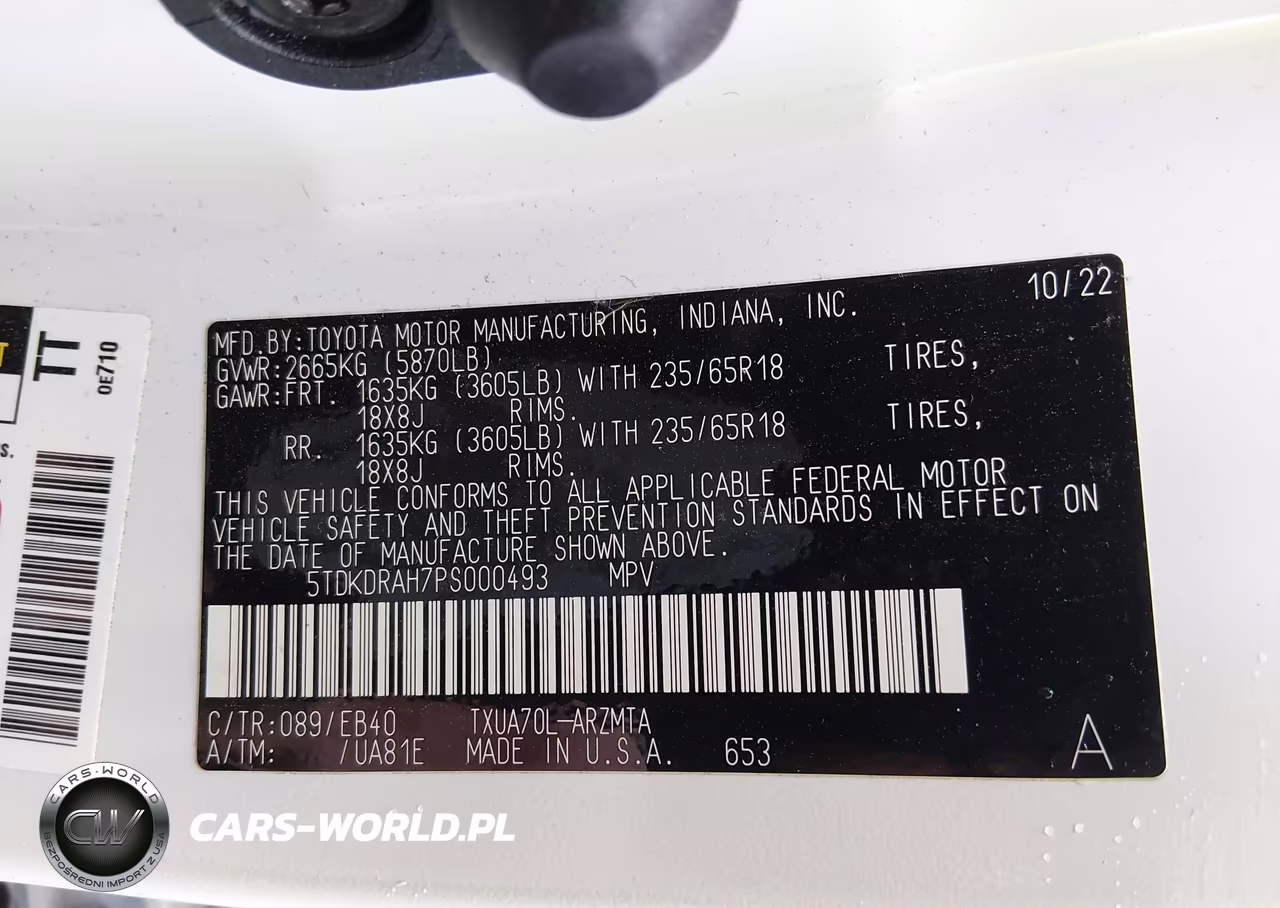 2023 Toyota Highlander Xle VIN:5TDKDRAH7PS000493 - 9