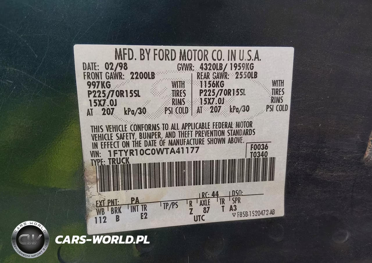 1998 Ford Ranger Splash-Xl-Xlt VIN:1FTYR10C0WTA41177 - 9