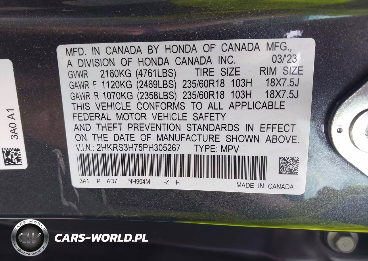 2023 Honda Cr-V Ex-L 2Wd VIN:2HKRS3H75PH305267 - 9