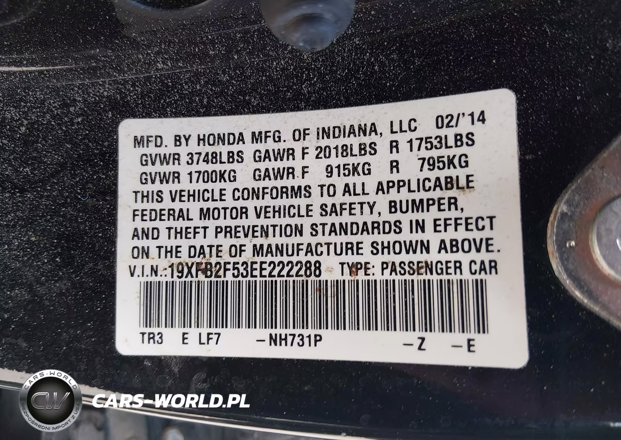 2014 Honda Civic Lx VIN:19XFB2F53EE222288 - 9