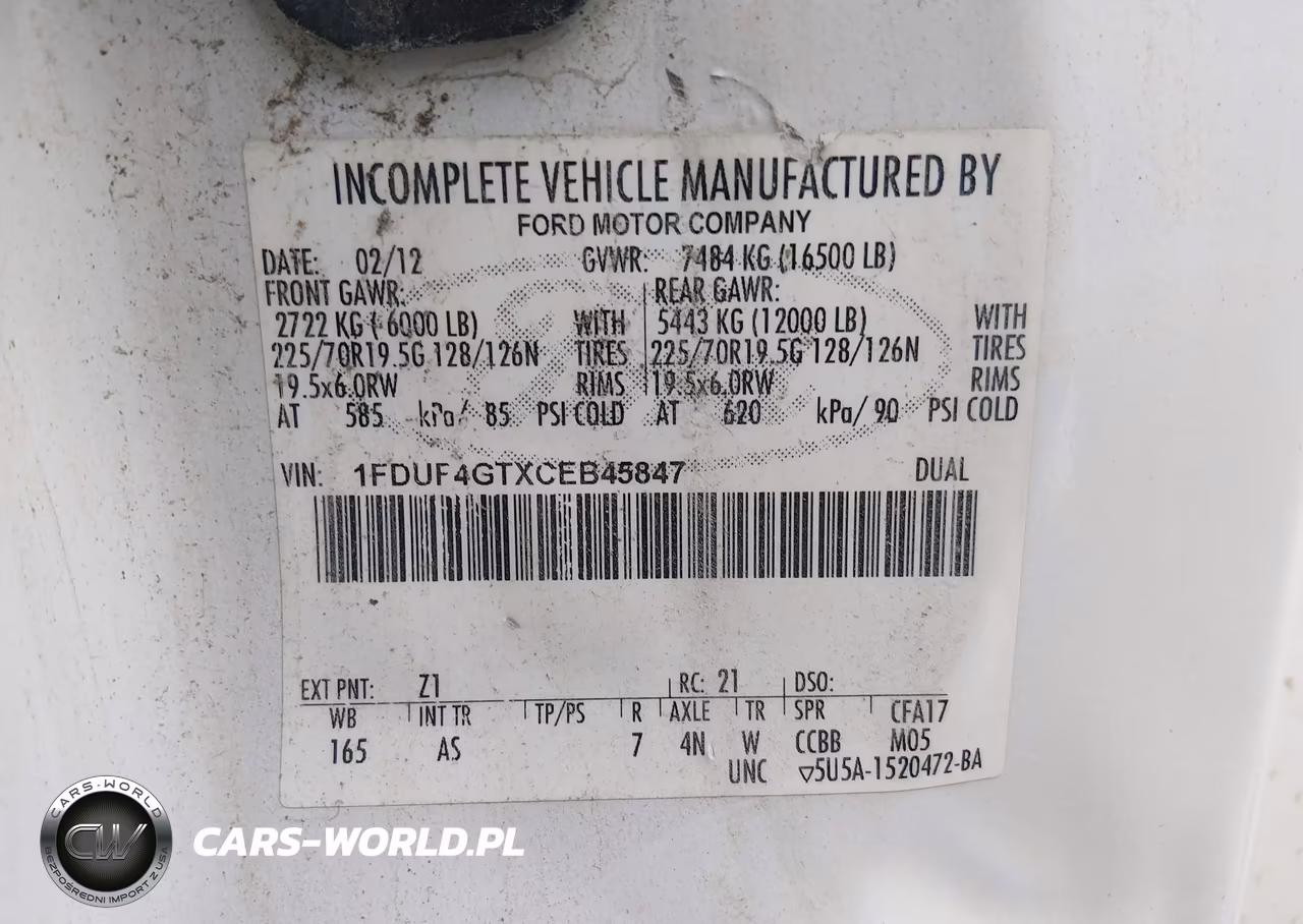 2012 Ford F-450 Chassis Xl VIN:1FDUF4GTXCEB45847 - 8