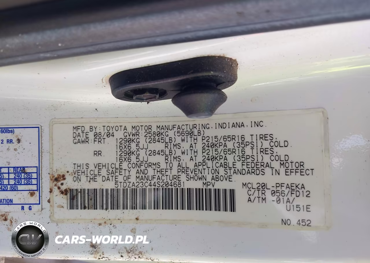2004 Toyota Sienna Ce VIN:5TDZA23C44S204681 - 9