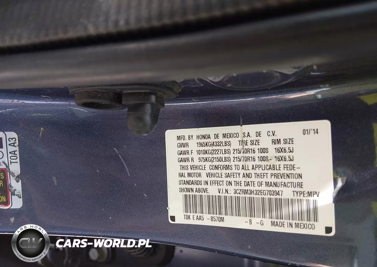2014 Honda Cr-V Lx VIN:3CZRM3H32EG703947 - 9