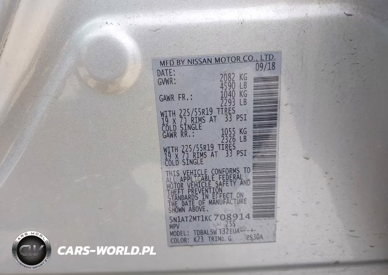 2019 Nissan Rogue Sl VIN:5N1AT2MT1KC708914 - 9
