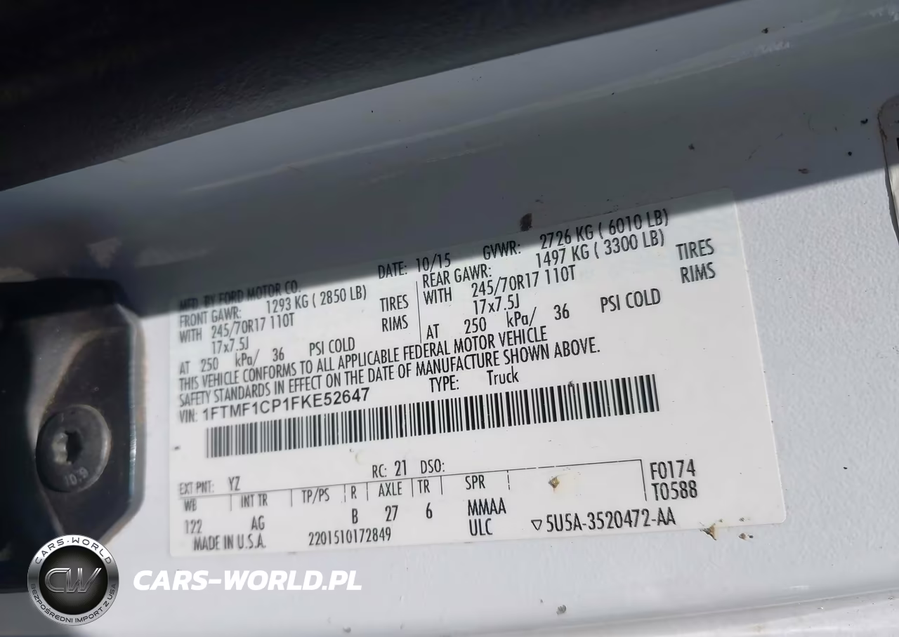 2015 Ford F-150 Xl VIN:1FTMF1CP1FKE52647 - 9