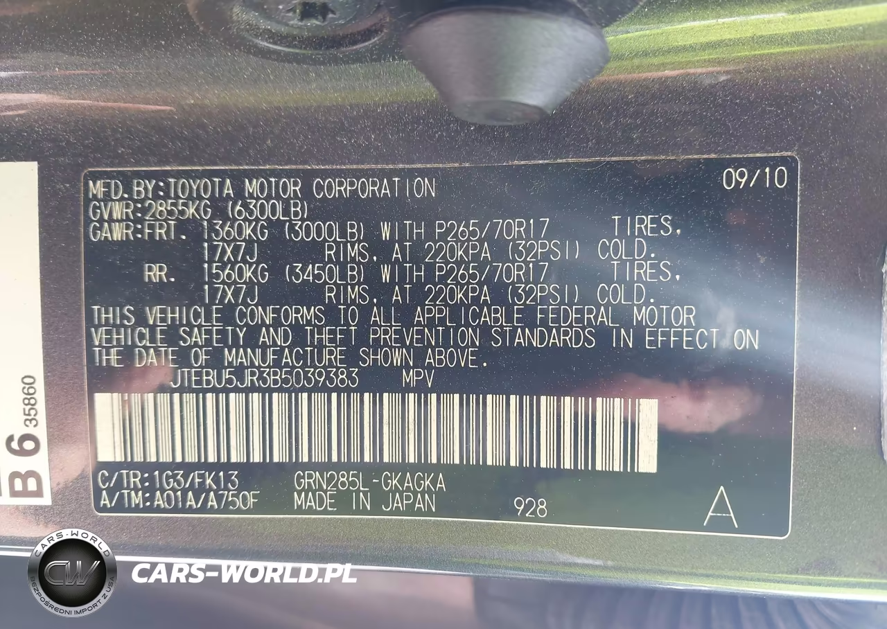 2011 Toyota 4Runner Sr5 V6 VIN:JTEBU5JR3B5039383 - 9