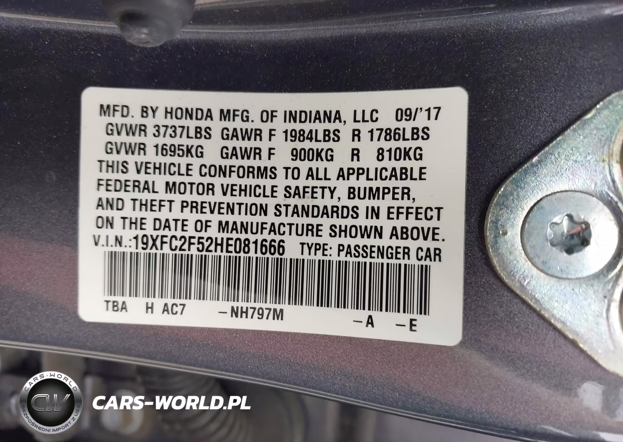2017 Honda Civic Lx VIN:19XFC2F52HE081666 - 9