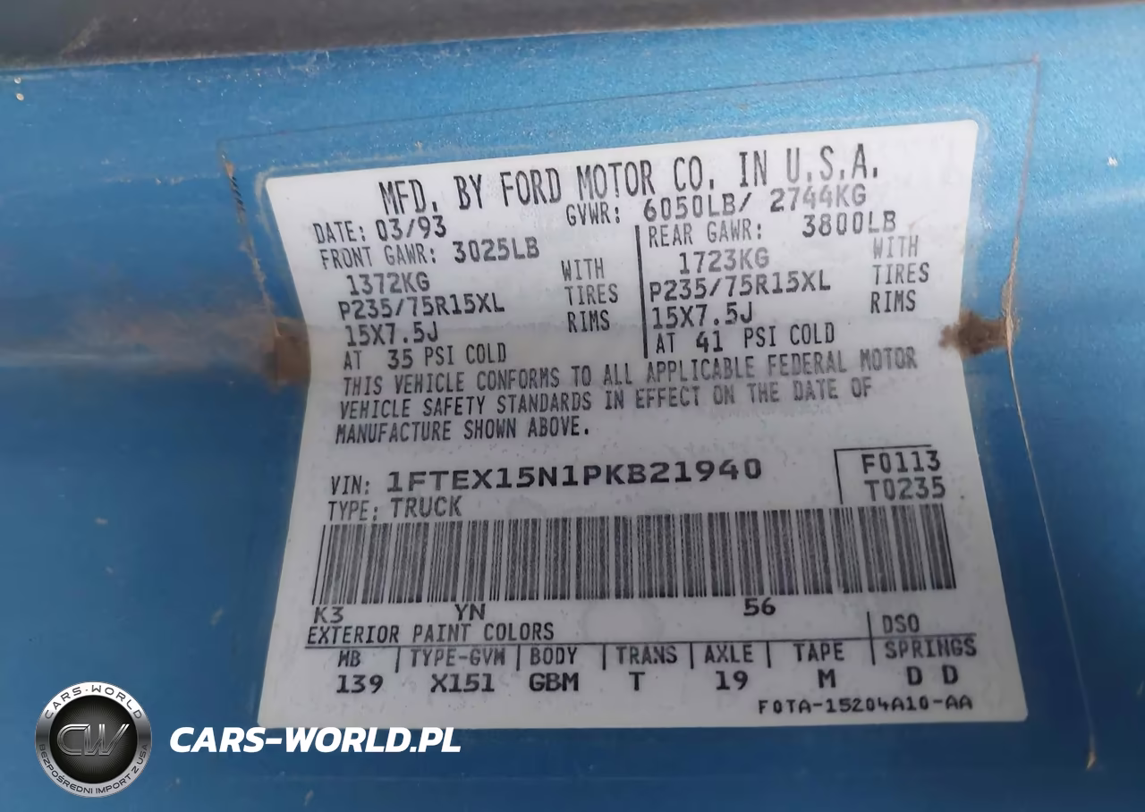 1993 Ford F150 VIN:1FTEX15N1PKB21940 - 9