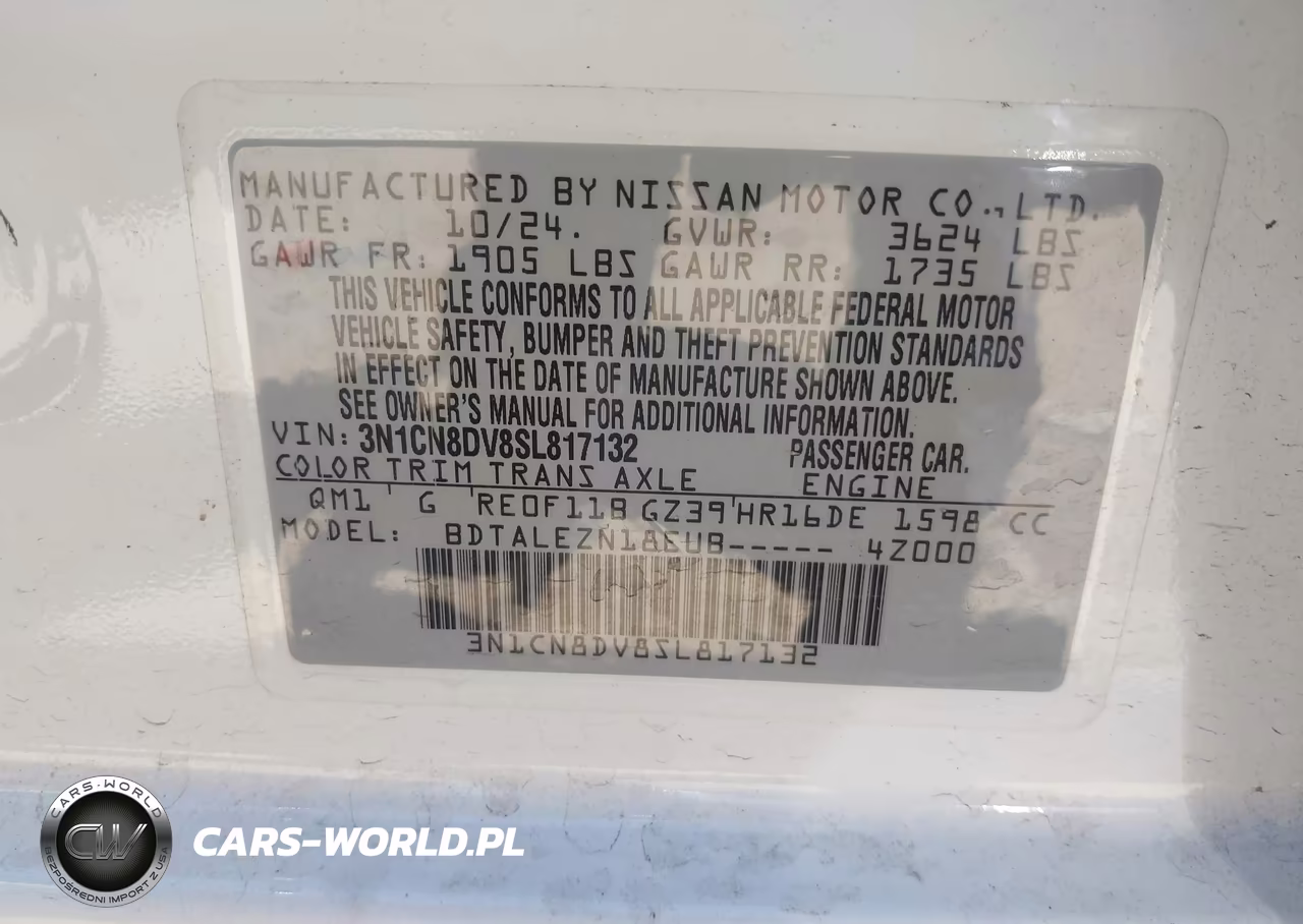 2025 Nissan Versa 1.6 S VIN:3N1CN8DV8SL817132 - 9