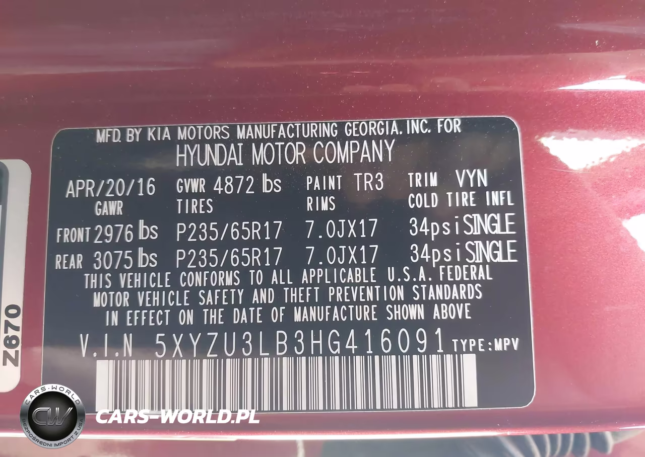2017 Hyundai Santa Fe Sport 2.4L VIN:5XYZU3LB3HG416091 - 9