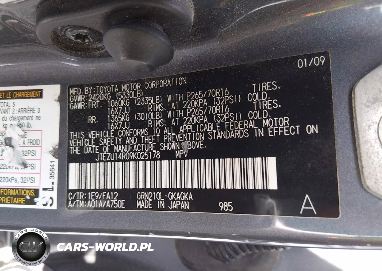 2009 Toyota 4Runner Sr5 V6 VIN:JTEZU14R09K025178 - 9