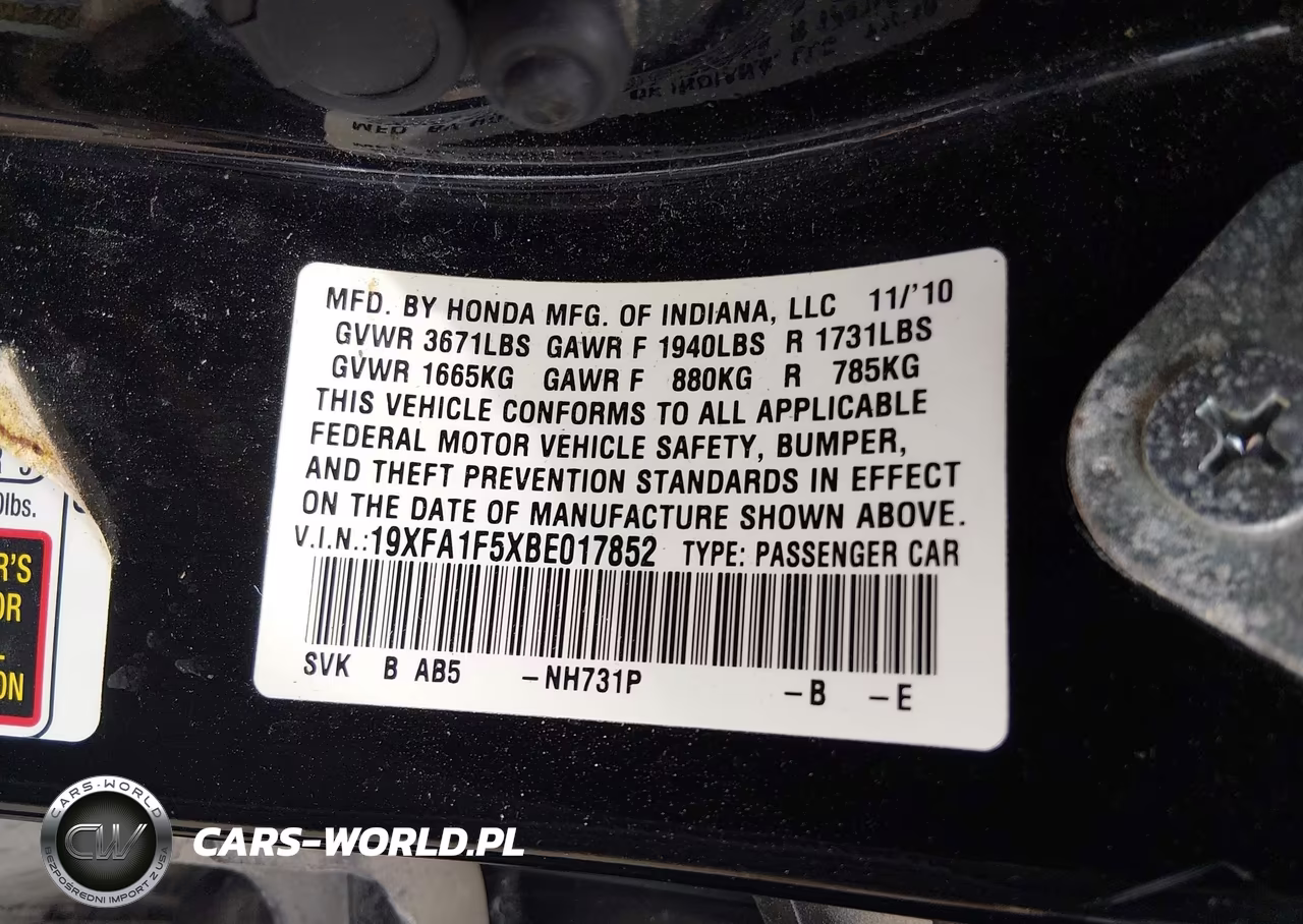 2011 Honda Civic Lx VIN:19XFA1F5XBE017852 - 9