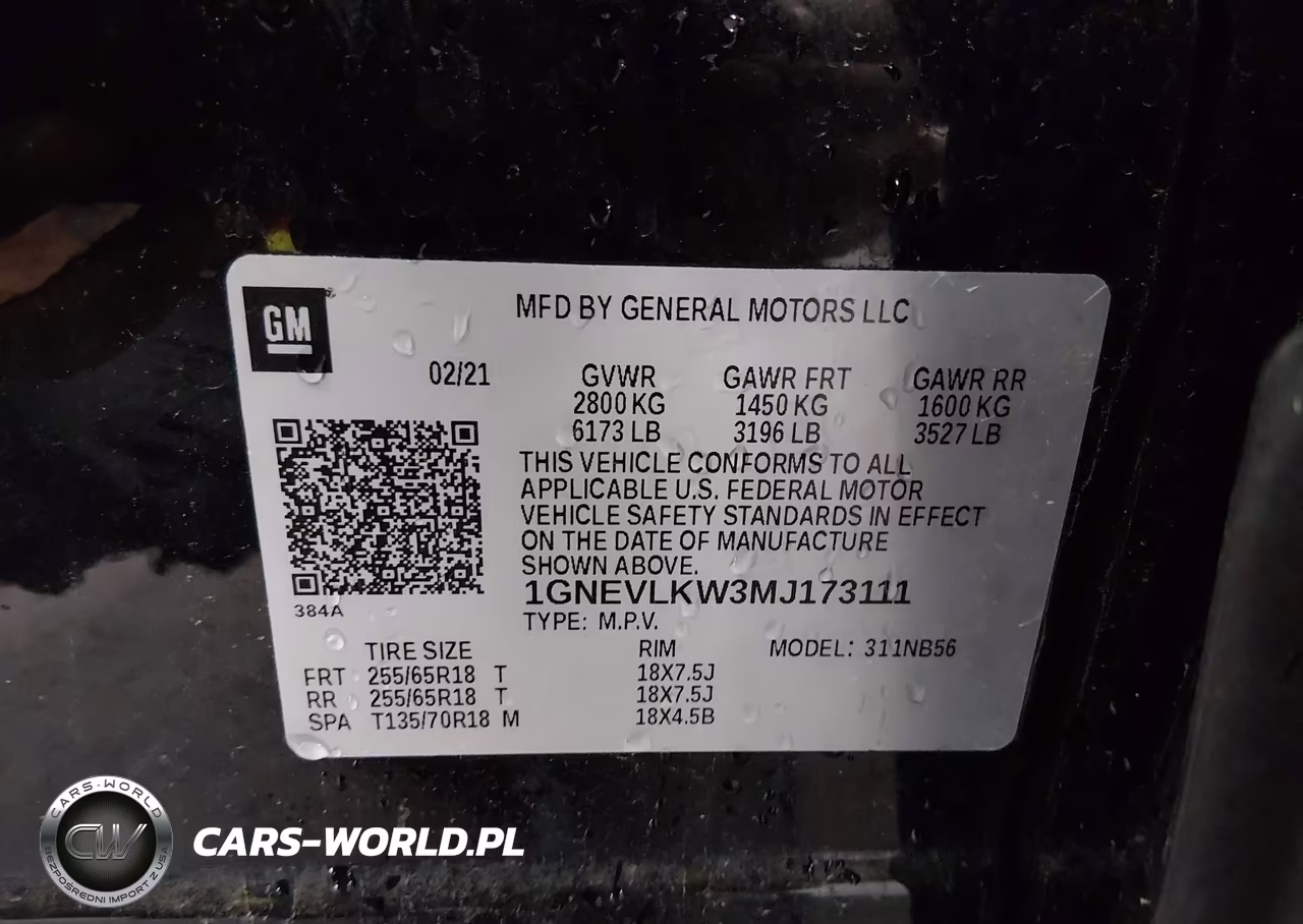 2021 Chevrolet Traverse Awd 1Fl VIN:1GNEVLKW3MJ173111 - 9