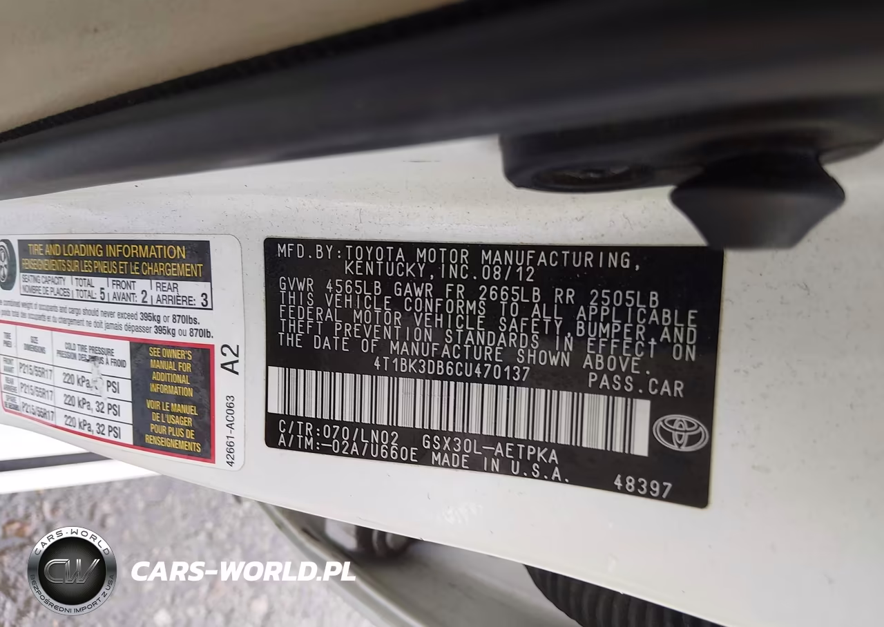 2012 Toyota Avalon Limited VIN:4T1BK3DB6CU470137 - 9
