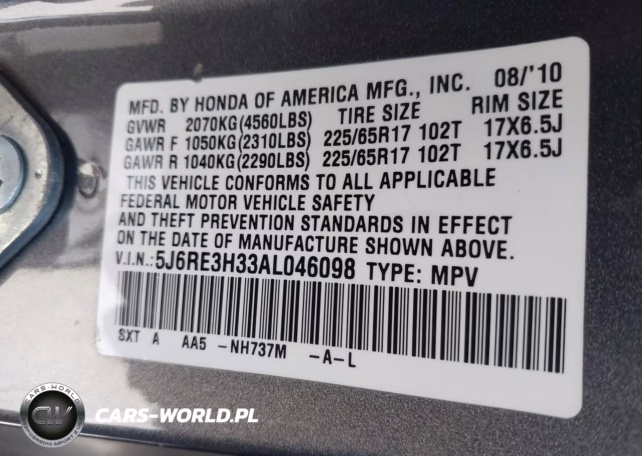 2010 Honda Cr-V Lx VIN:5J6RE3H33AL046098 - 9