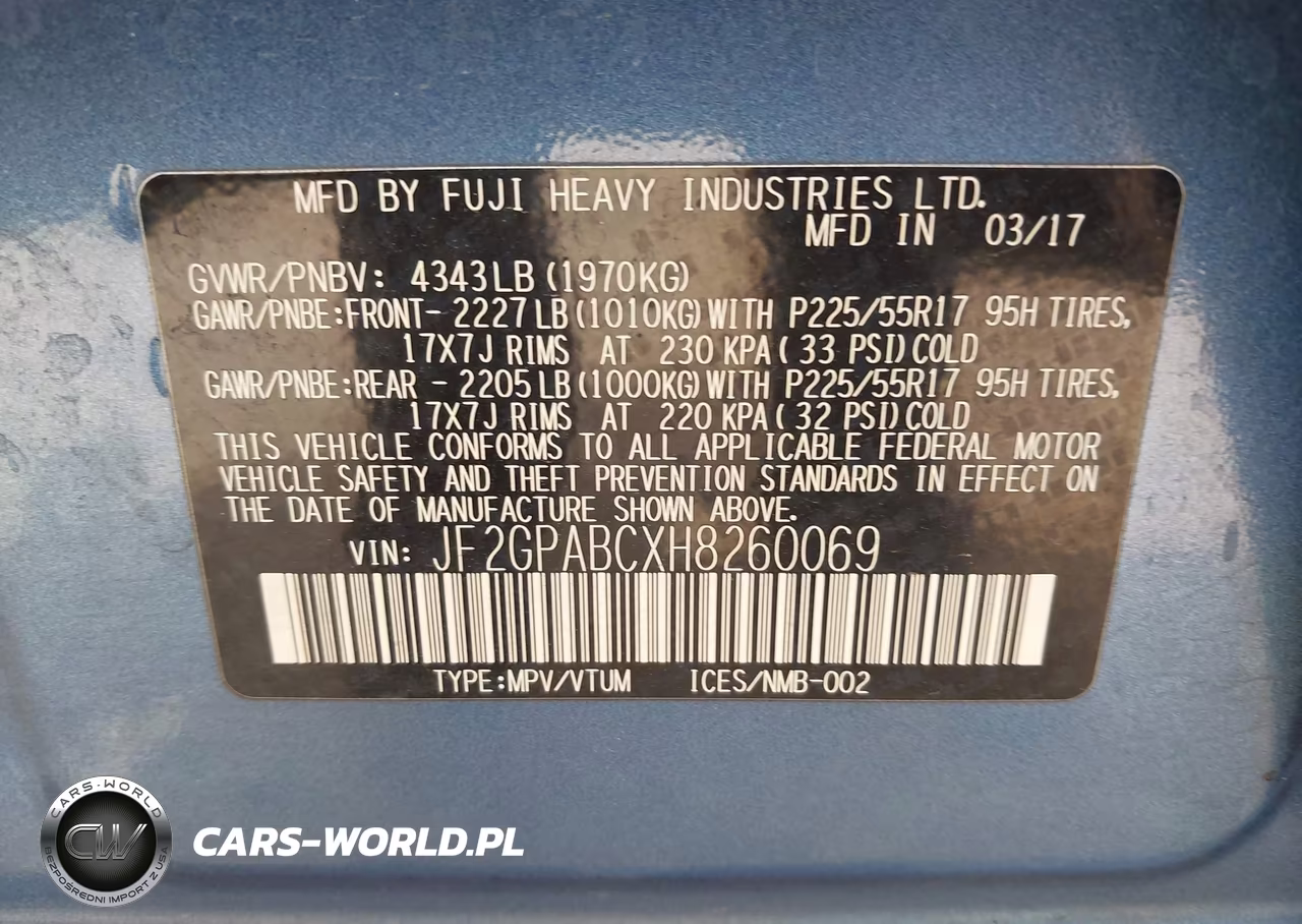 2017 Subaru Crosstrek 2.0I Premium VIN:JF2GPABCXH8260069 - 9