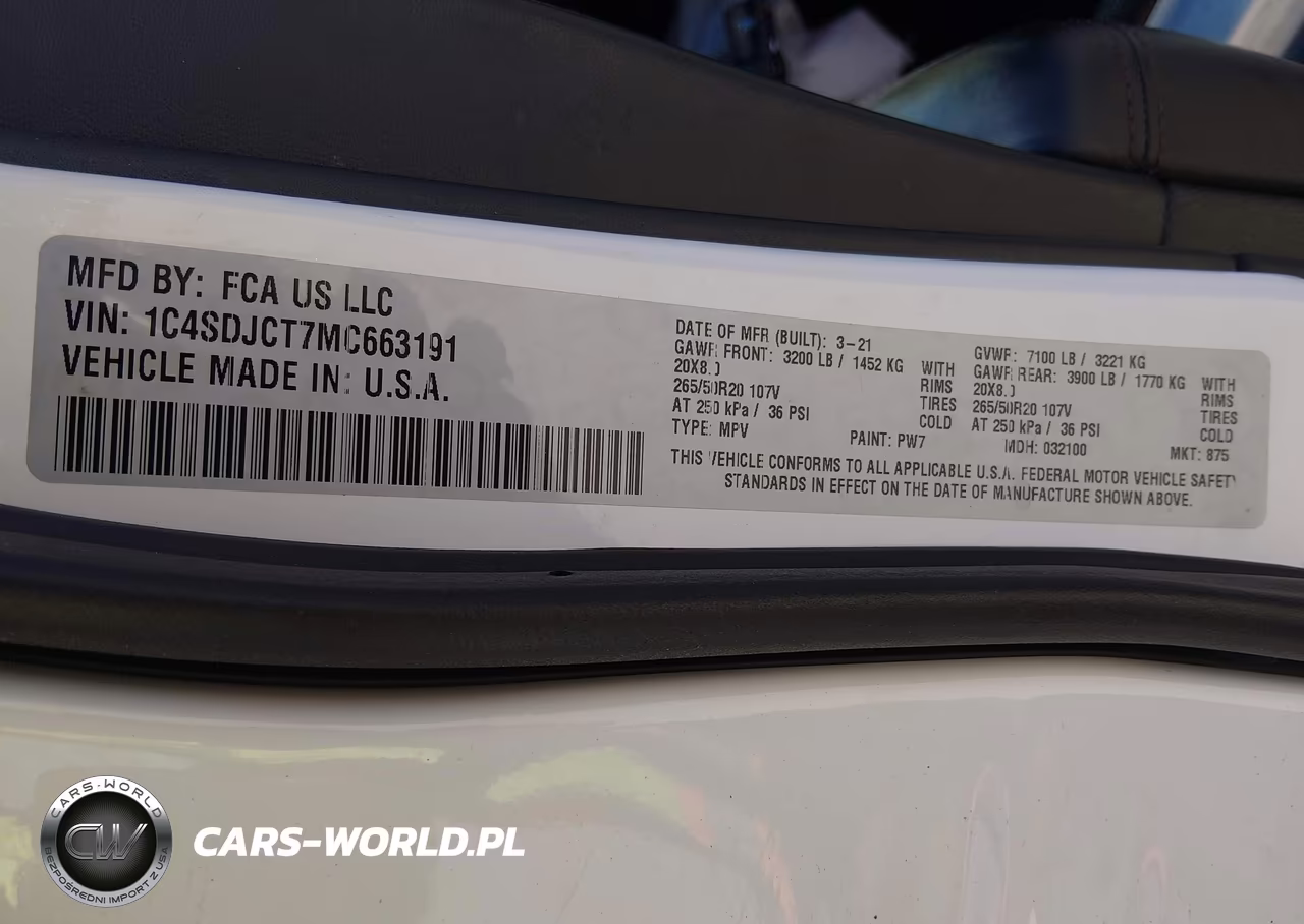 2021 Dodge Durango R-T Awd VIN:1C4SDJCT7MC663191 - 9