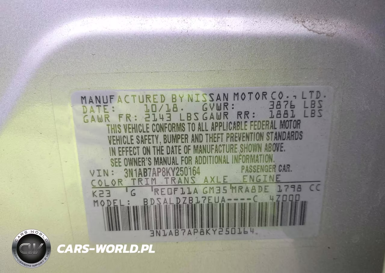 2019 Nissan Sentra Sv VIN:3N1AB7AP8KY250164 - 9