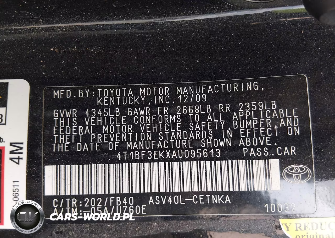 2010 Toyota Camry Le VIN:4T1BF3EKXAU095613 - 9