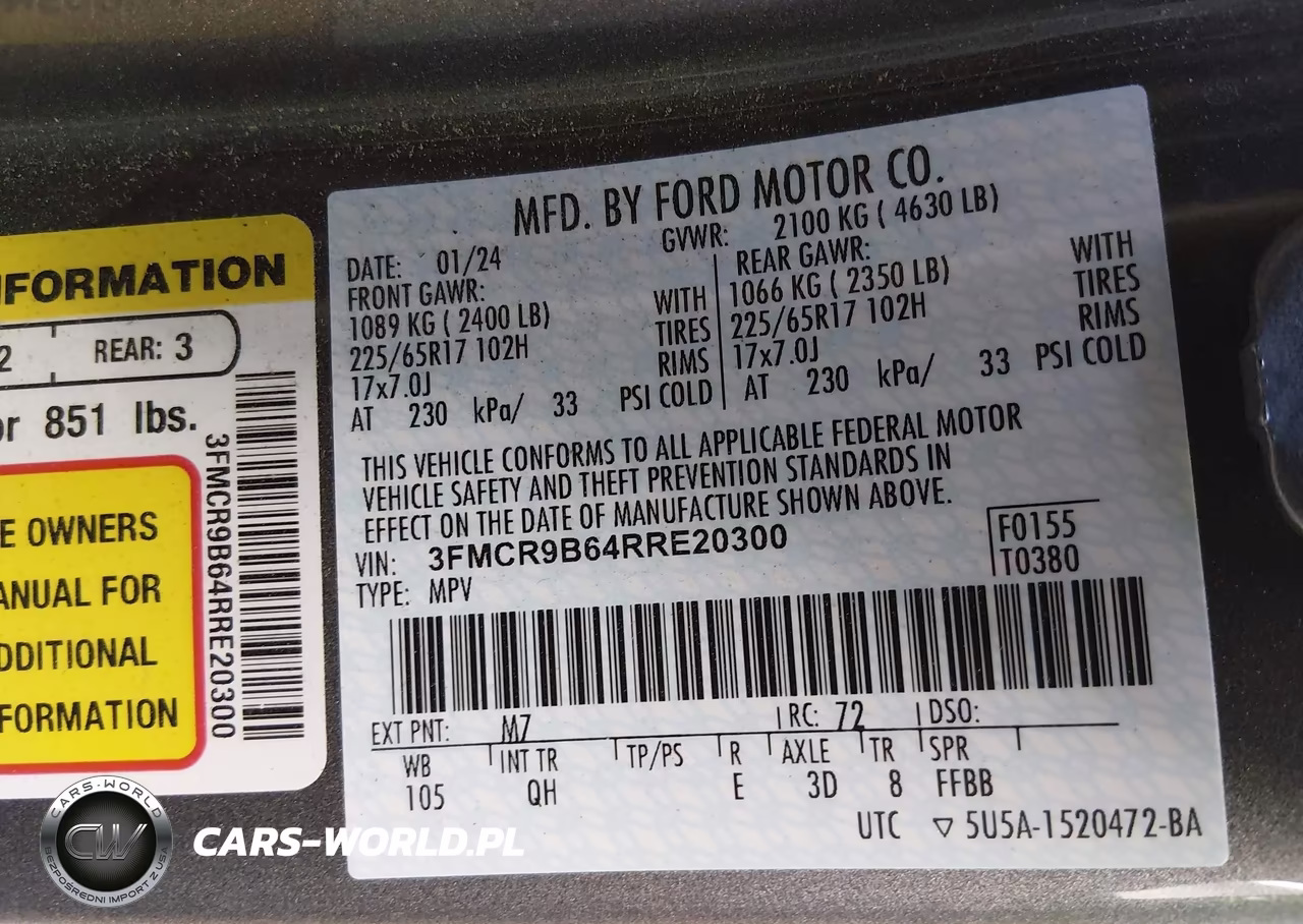 2024 Ford Bronco Sport Big Bend VIN:3FMCR9B64RRE20300 - 9