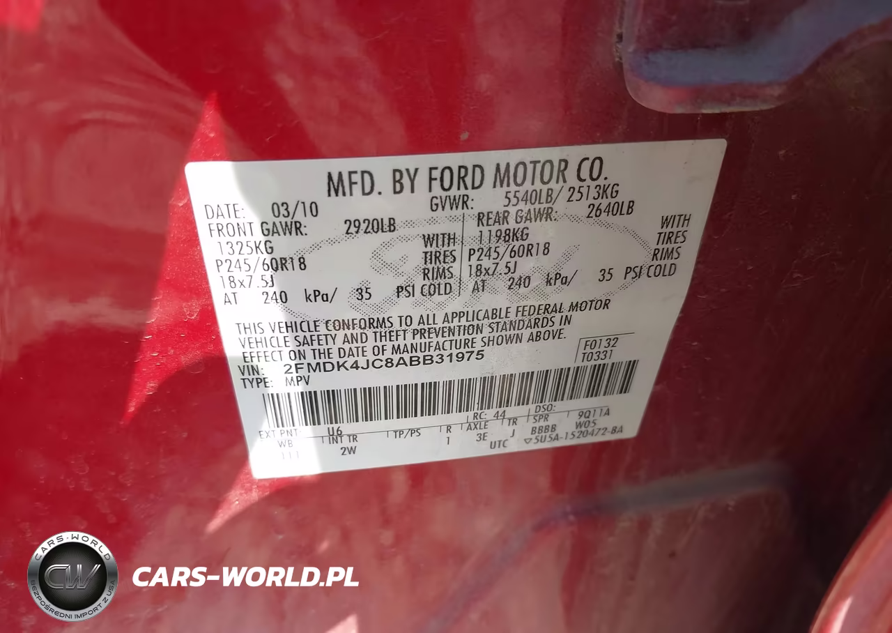 2010 Ford Edge Sel VIN:2FMDK4JC8ABB31975 - 9