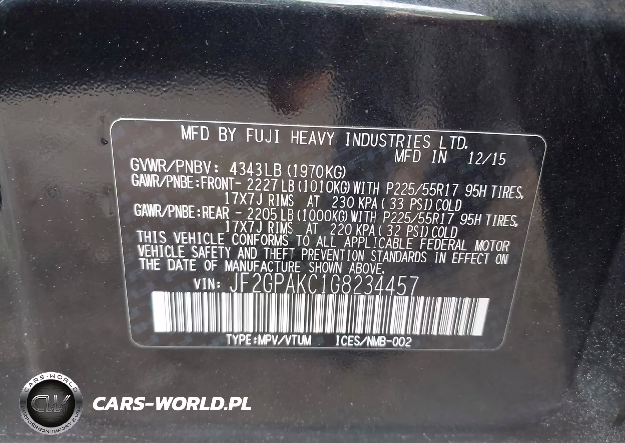 2016 Subaru Crosstrek 2.0I Limited VIN:JF2GPAKC1G8234457 - 9