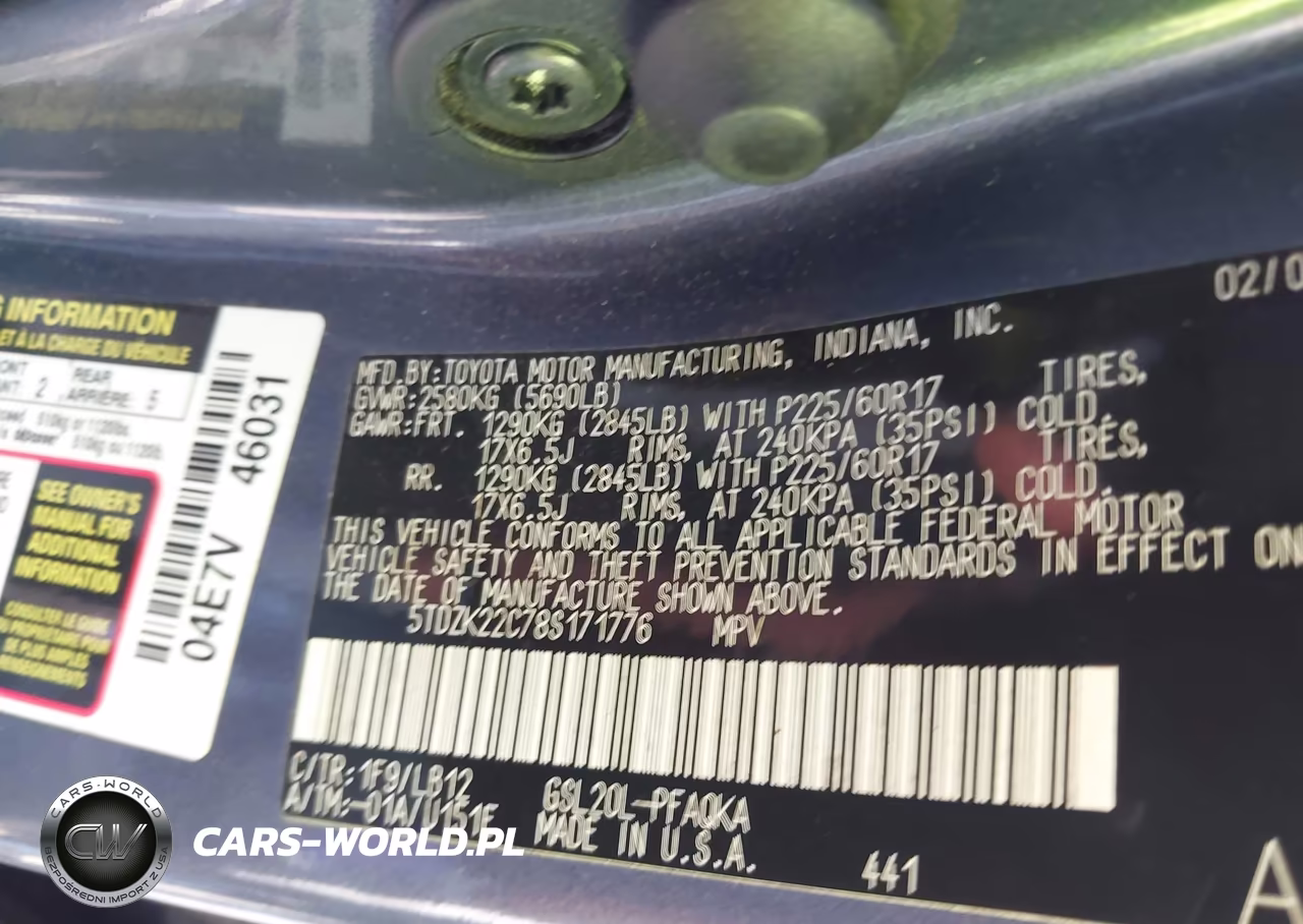 2008 Toyota Sienna Xle VIN:5TDZK22C78S171776 - 9