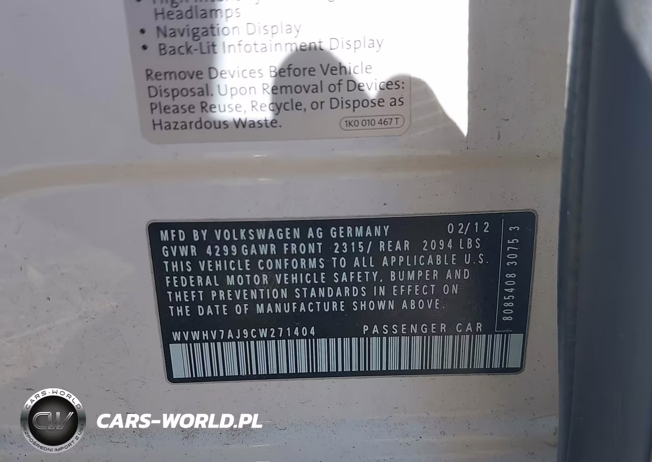 2012 Volkswagen Gti 4-Door VIN:WVWHV7AJ9CW271404 - 9