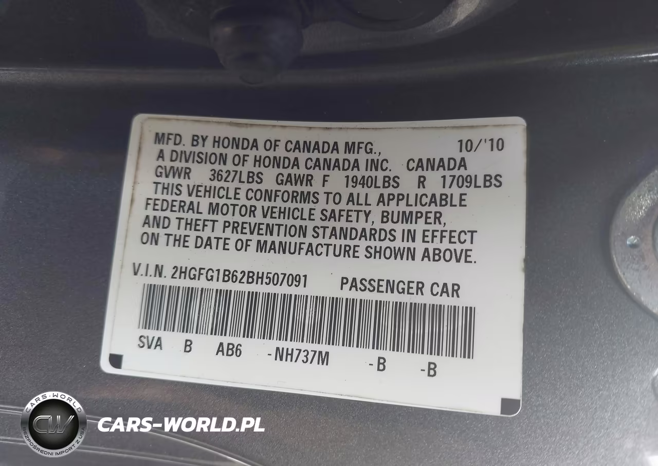 2011 Honda Civic Lx VIN:2HGFG1B62BH507091 - 9