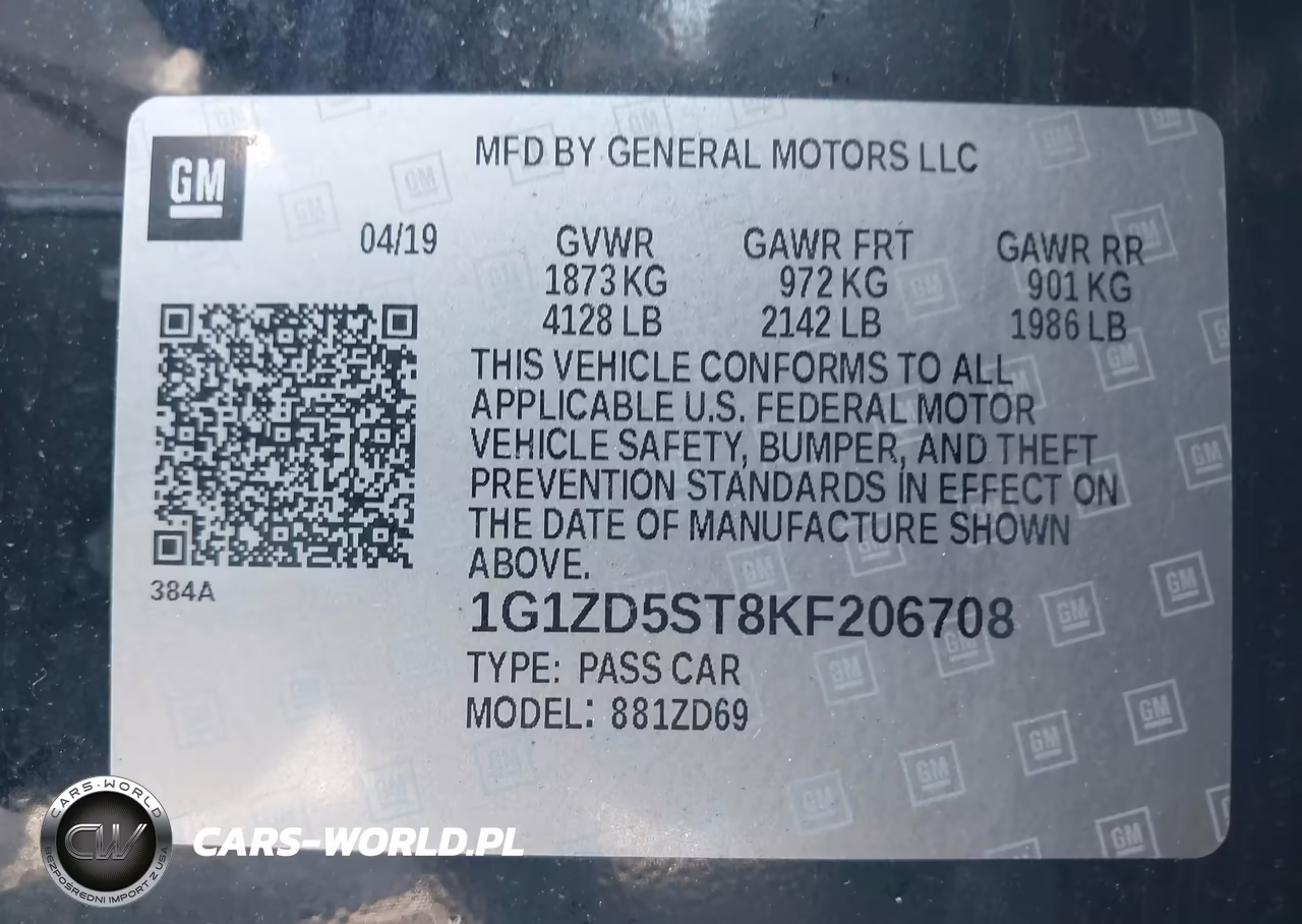 2019 Chevrolet Malibu Lt VIN:1G1ZD5ST8KF206708 - 9