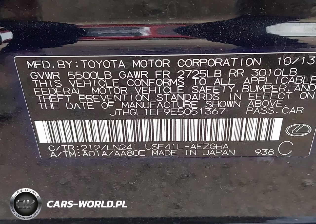 2014 Lexus Ls 460 L VIN:JTHGL1EF9E5051367 - 9