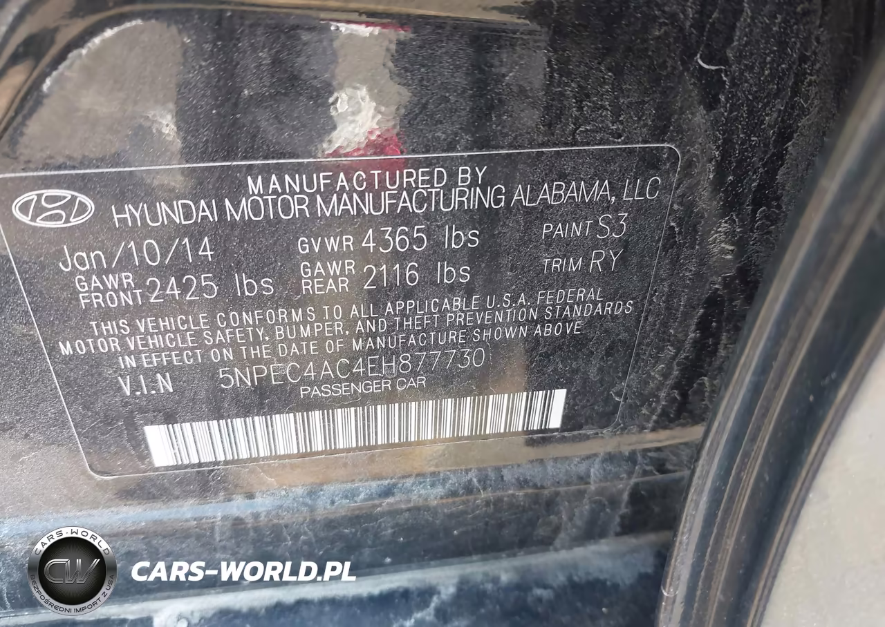 2014 Hyundai Sonata Se VIN:5NPEC4AC4EH877730 - 9